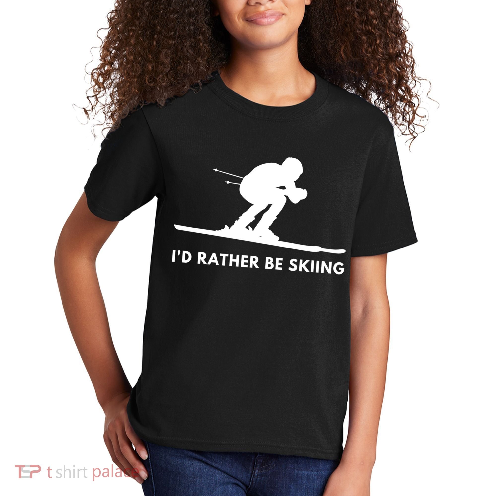 Id Rather Be Skiing Funny Ski Skier Gift Kids T-Shirt