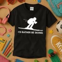 Id Rather Be Skiing Funny Ski Skier Gift Kids T-Shirt thumb 3