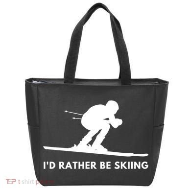 Id Rather Be Skiing Funny Ski Skier Gift Tote Bag
