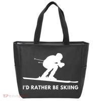 Id Rather Be Skiing Funny Ski Skier Gift Tote Bag thumb 0