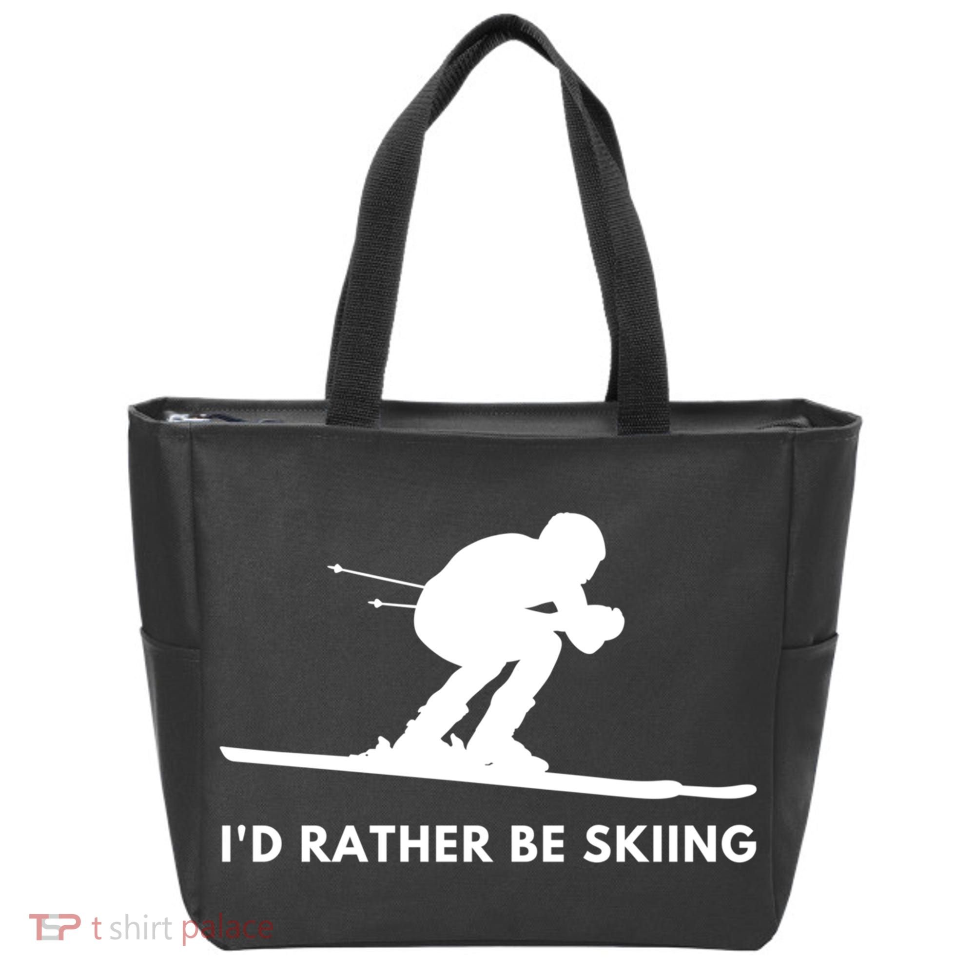 Id Rather Be Skiing Funny Ski Skier Gift Tote Bag