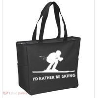 Id Rather Be Skiing Funny Ski Skier Gift Tote Bag thumb 2
