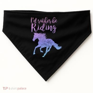 ID Rather Be Riding Horses Horseback Equestrian Rider Gift USA-Made Doggie Bandana
