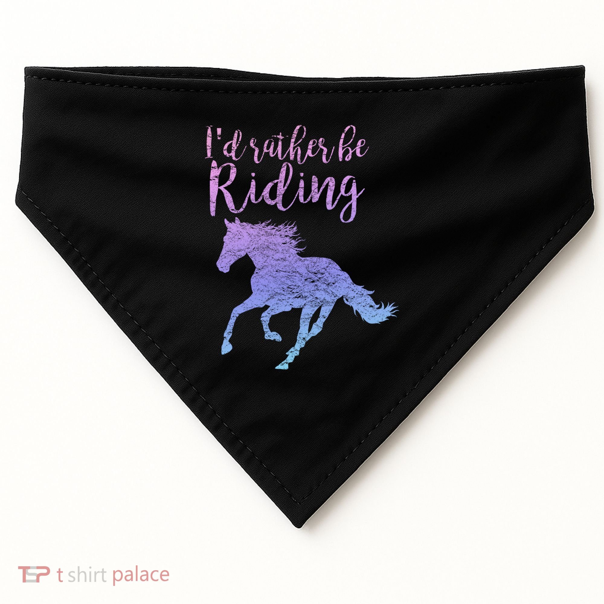 ID Rather Be Riding Horses Horseback Equestrian Rider Gift USA-Made Doggie Bandana
