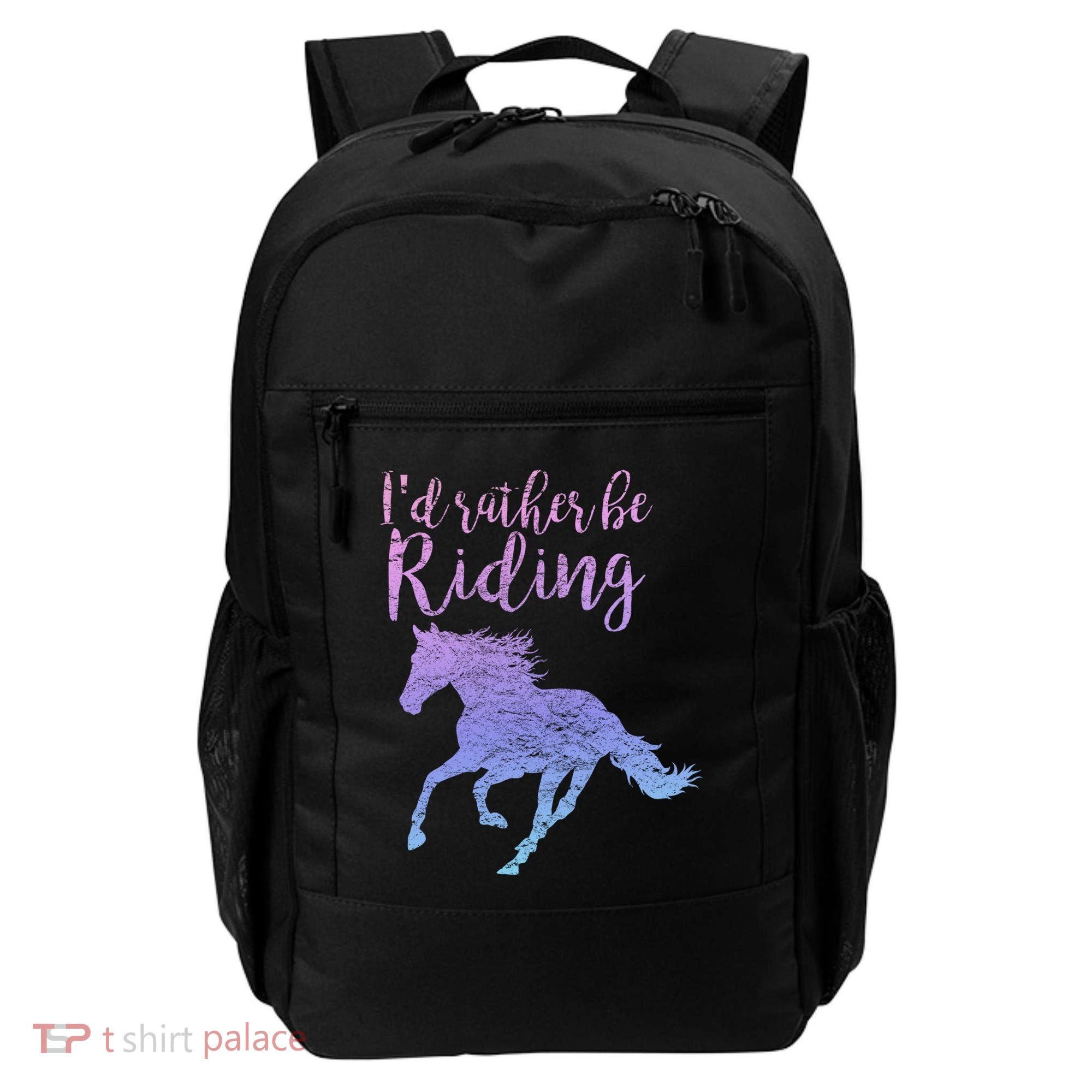 ID Rather Be Riding Horses Horseback Equestrian Rider Gift Backpack