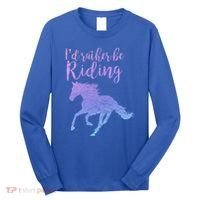 ID Rather Be Riding Horses Horseback Equestrian Rider Gift Long Sleeve Shirt thumb 0