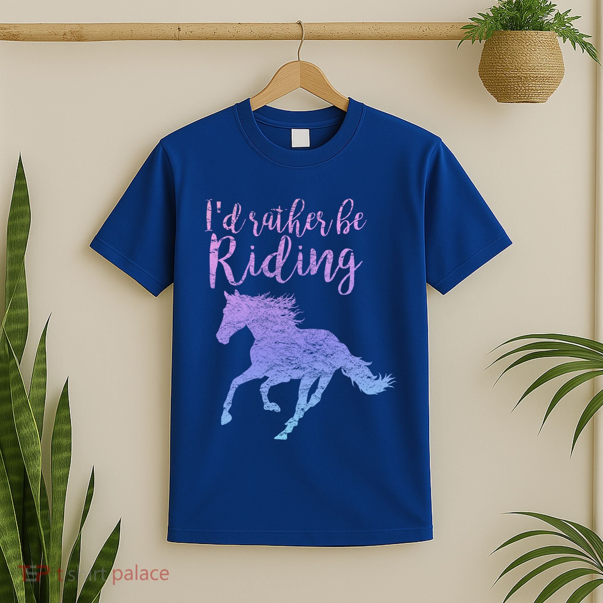 ID Rather Be Riding Horses Horseback Equestrian Rider Gift T-Shirt