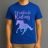 ID Rather Be Riding Horses Horseback Equestrian Rider Gift T-Shirt thumb 3