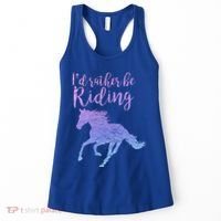 ID Rather Be Riding Horses Horseback Equestrian Rider Gift Women's Tank Top thumb 0
