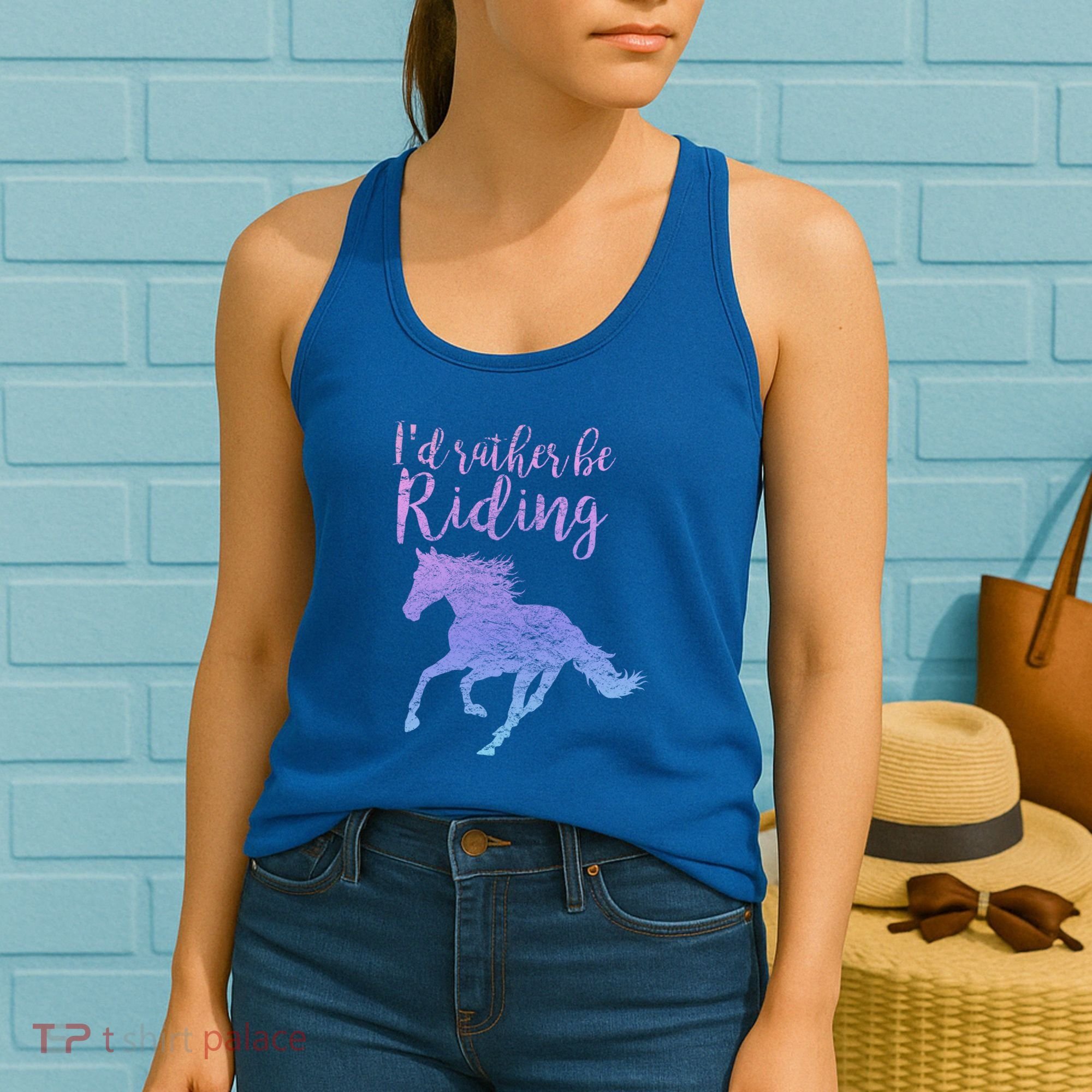 ID Rather Be Riding Horses Horseback Equestrian Rider Gift Women's Tank Top