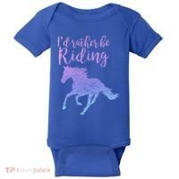 ID Rather Be Riding Horses Horseback Equestrian Rider Gift Baby Bodysuit thumb 0
