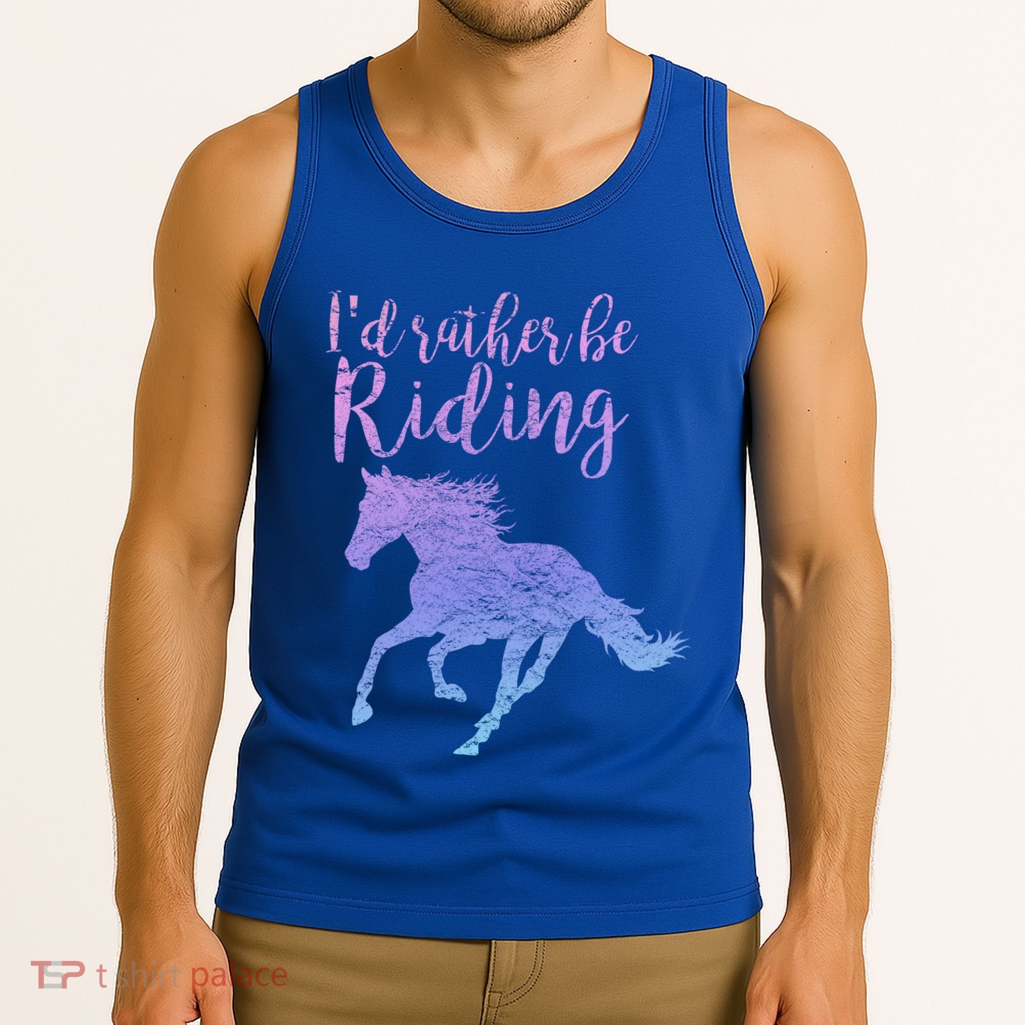 ID Rather Be Riding Horses Horseback Equestrian Rider Gift Tank Top