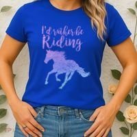 ID Rather Be Riding Horses Horseback Equestrian Rider Gift Women's T-Shirt thumb 2