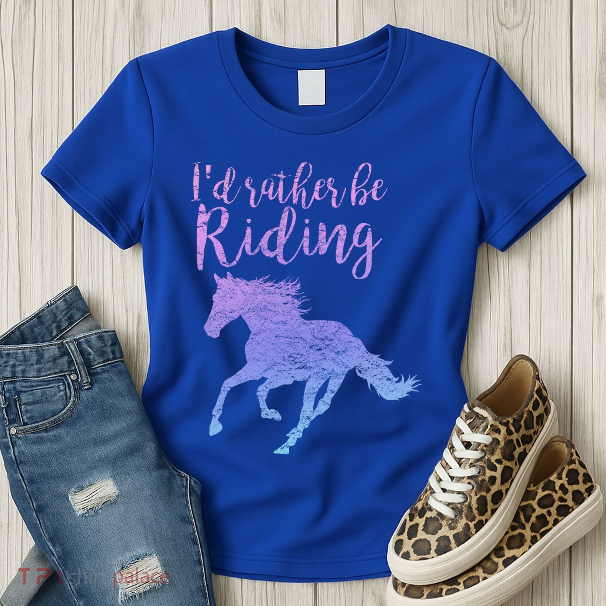 ID Rather Be Riding Horses Horseback Equestrian Rider Gift Women's T-Shirt