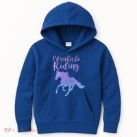 ID Rather Be Riding Horses Horseback Equestrian Rider Gift Kids Hoodie thumb 0