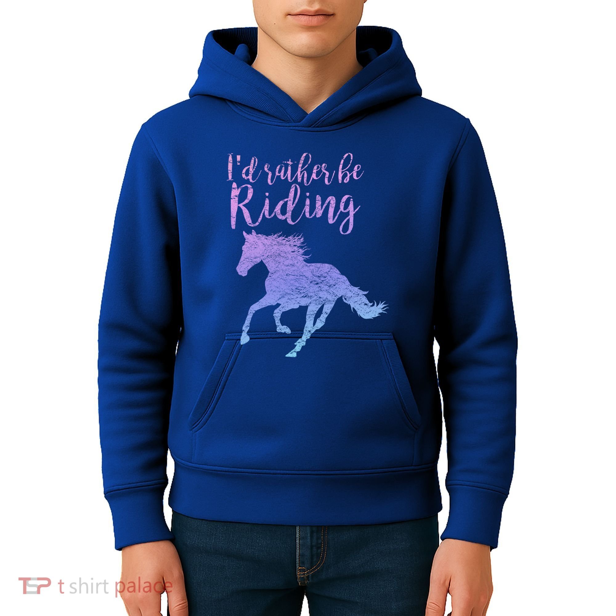 ID Rather Be Riding Horses Horseback Equestrian Rider Gift Kids Hoodie