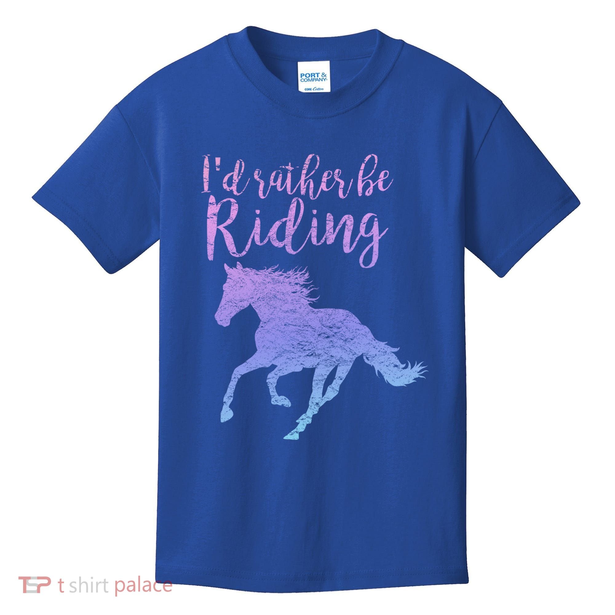 ID Rather Be Riding Horses Horseback Equestrian Rider Gift Kids T-Shirt