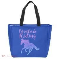 ID Rather Be Riding Horses Horseback Equestrian Rider Gift Tote Bag thumb 0