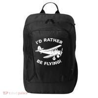 I'd Rather Be Flying Funny Pilot & Aviation Airplane Gift City Backpack thumb 0