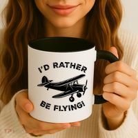 I'd Rather Be Flying Funny Pilot & Aviation Airplane Gift Coffee Mug thumb 3