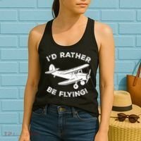 I'd Rather Be Flying Funny Pilot & Aviation Airplane Gift Women's Tank Top thumb 2