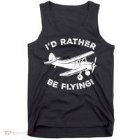 I'd Rather Be Flying Funny Pilot & Aviation Airplane Gift Tank Top thumb 0
