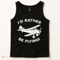 I'd Rather Be Flying Funny Pilot & Aviation Airplane Gift Tank Top thumb 2