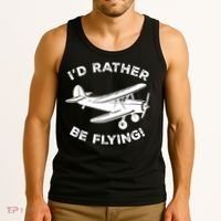 I'd Rather Be Flying Funny Pilot & Aviation Airplane Gift Tank Top thumb 3