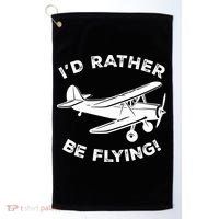 I'd Rather Be Flying Funny Pilot & Aviation Airplane Gift Golf Towel thumb 0