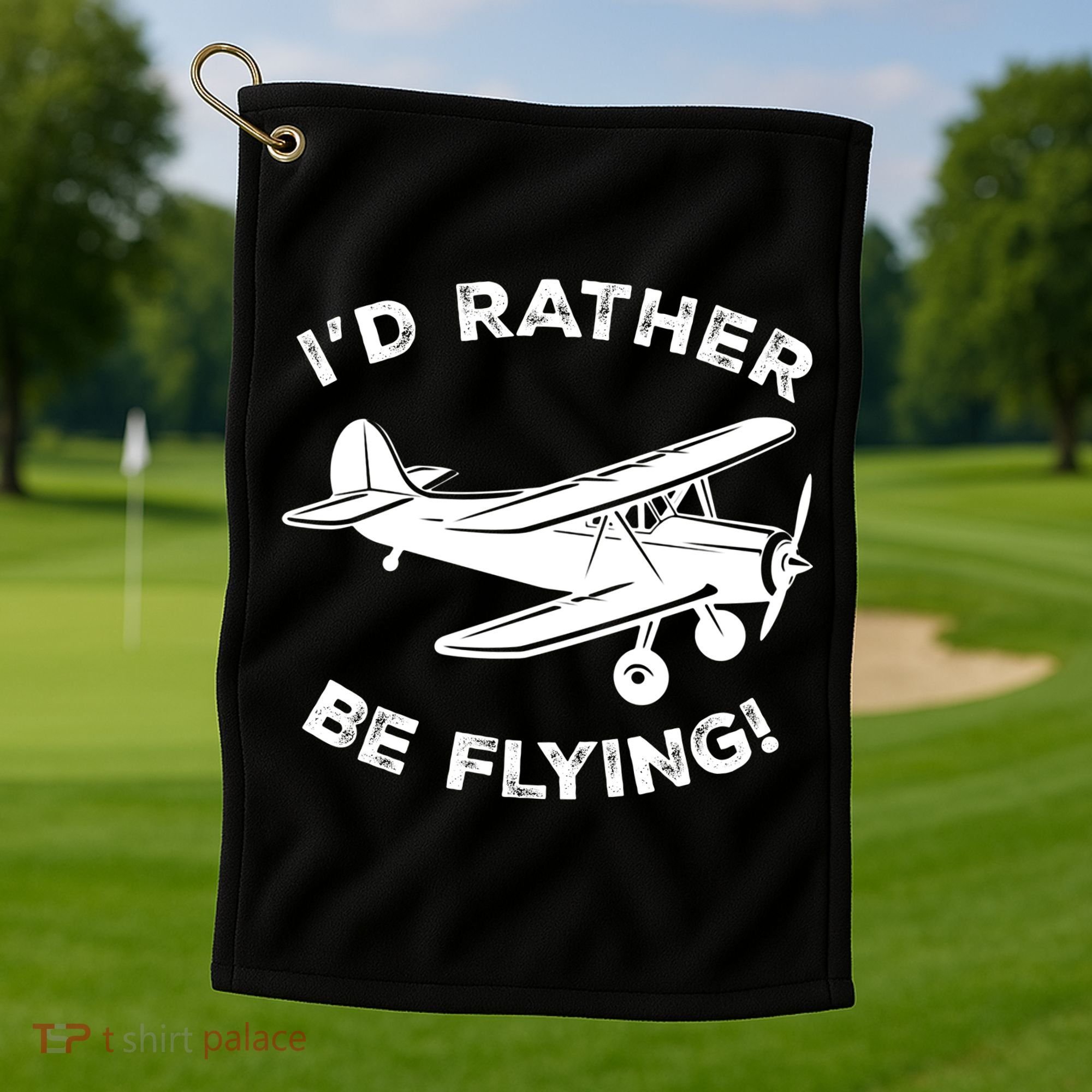 I'd Rather Be Flying Funny Pilot & Aviation Airplane Gift Golf Towel