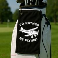 I'd Rather Be Flying Funny Pilot & Aviation Airplane Gift Golf Towel thumb 2