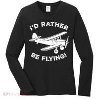 I'd Rather Be Flying Funny Pilot & Aviation Airplane Gift Women's Long Sleeve Shirt thumb 0