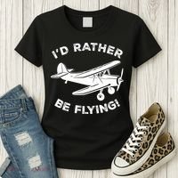 I'd Rather Be Flying Funny Pilot & Aviation Airplane Gift Women's T-Shirt thumb 3