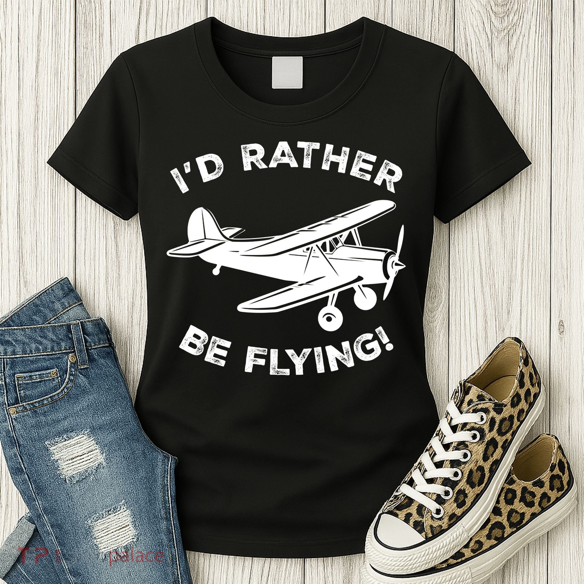 I'd Rather Be Flying Funny Pilot & Aviation Airplane Gift Women's T-Shirt