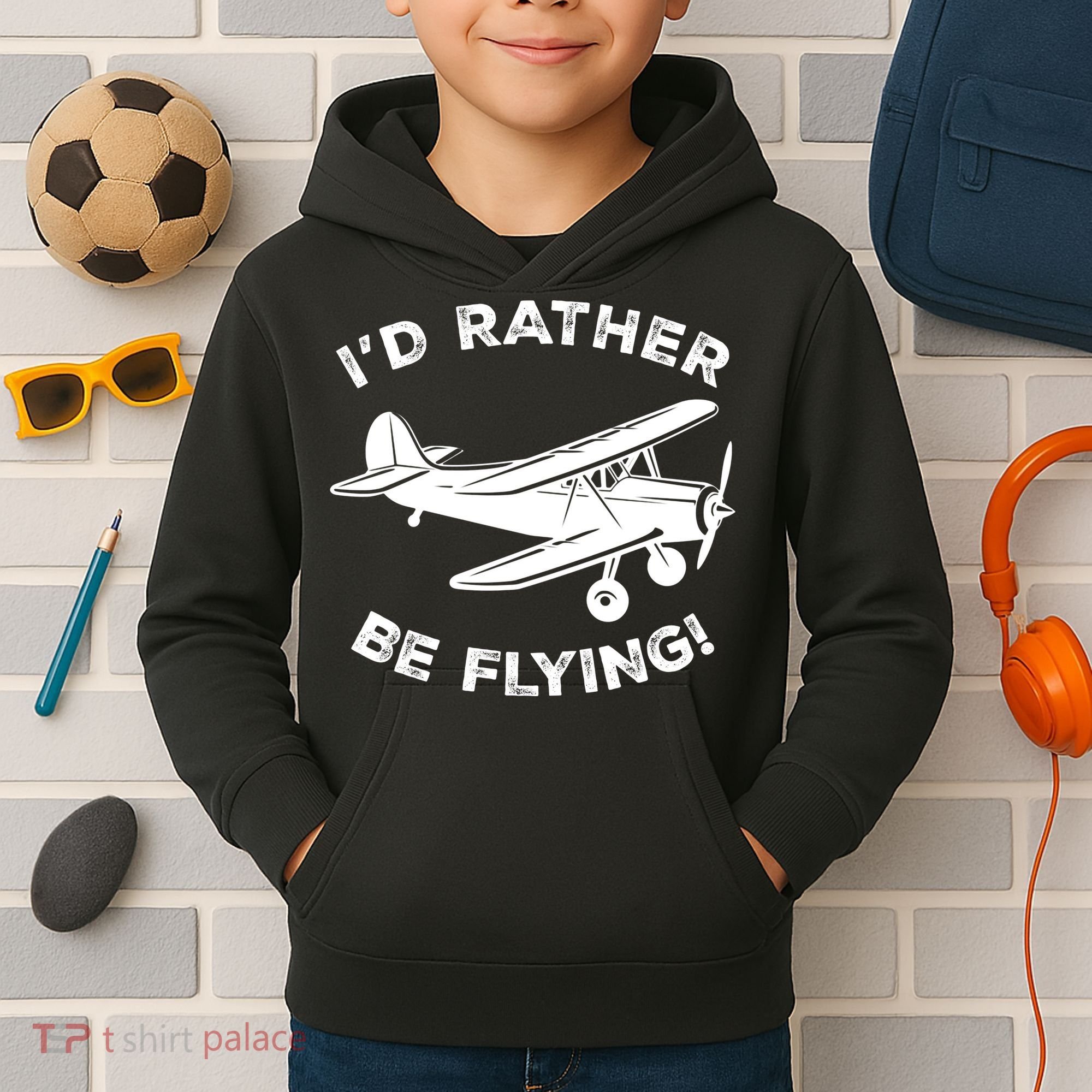 I'd Rather Be Flying Funny Pilot & Aviation Airplane Gift Kids Hoodie