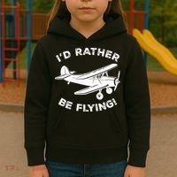 I'd Rather Be Flying Funny Pilot & Aviation Airplane Gift Kids Hoodie thumb 3