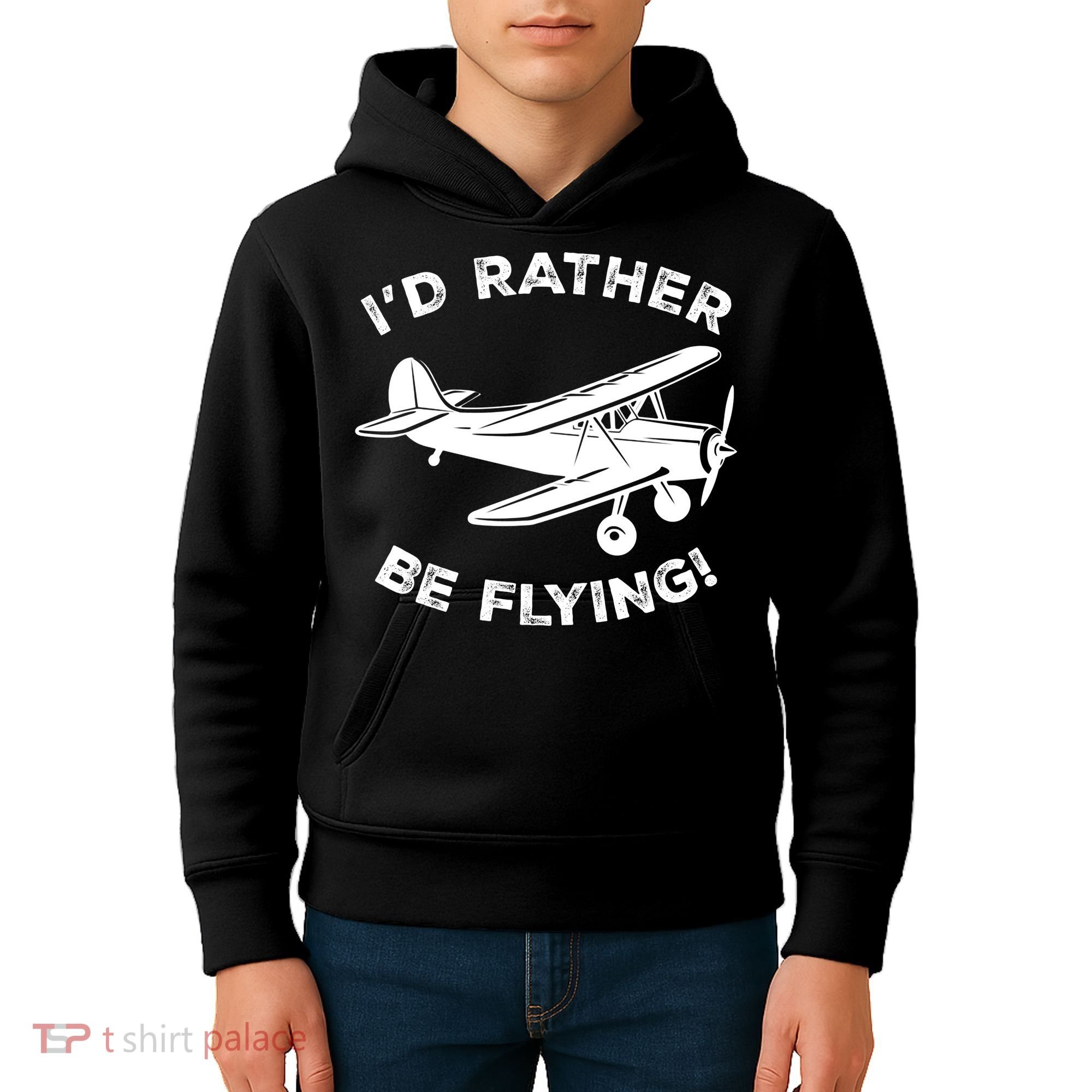 I'd Rather Be Flying Funny Pilot & Aviation Airplane Gift Kids Hoodie