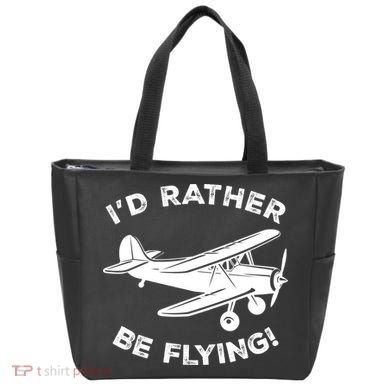 I'd Rather Be Flying Funny Pilot & Aviation Airplane Gift Tote Bag