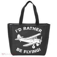 I'd Rather Be Flying Funny Pilot & Aviation Airplane Gift Tote Bag thumb 0