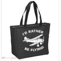 I'd Rather Be Flying Funny Pilot & Aviation Airplane Gift Tote Bag thumb 2