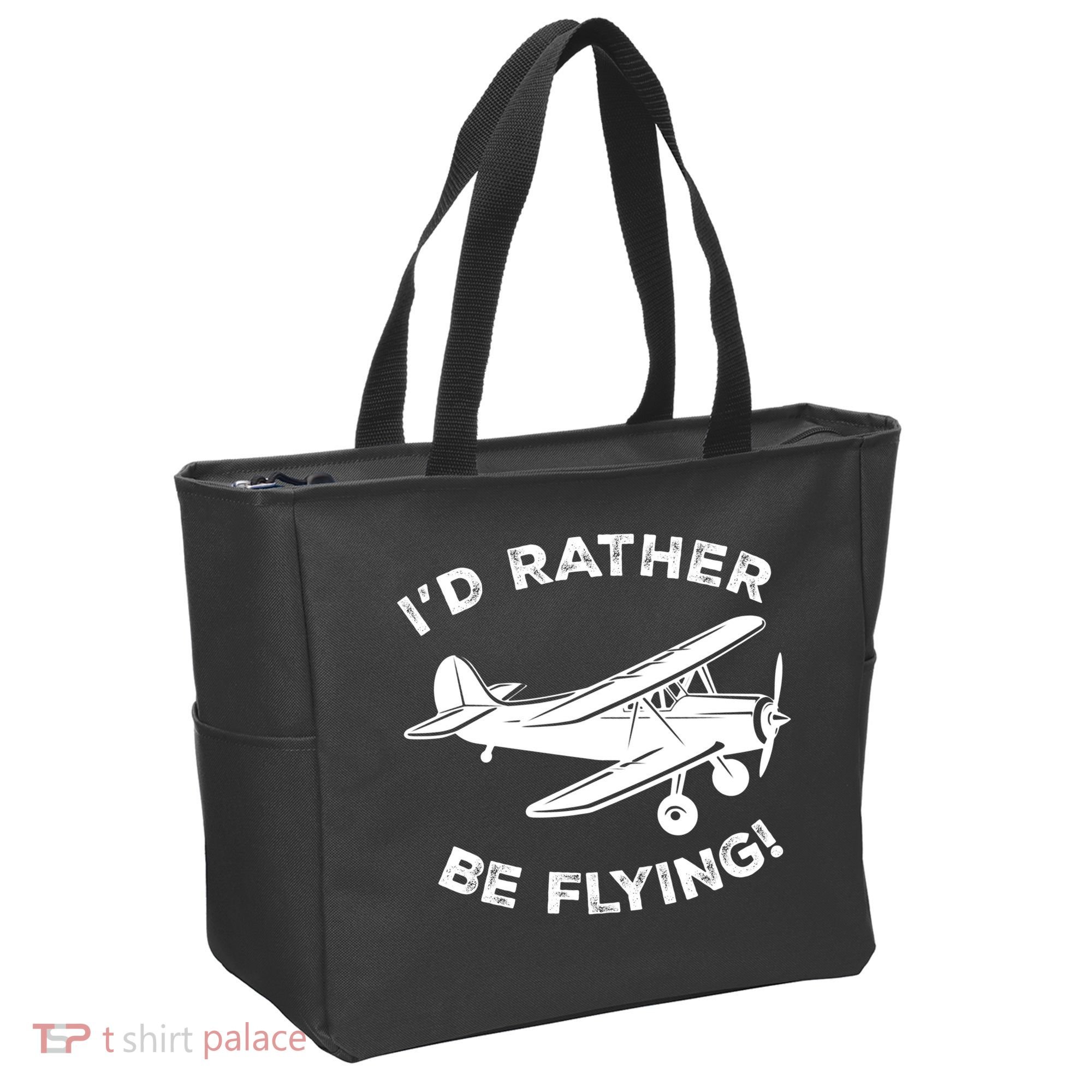 I'd Rather Be Flying Funny Pilot & Aviation Airplane Gift Tote Bag