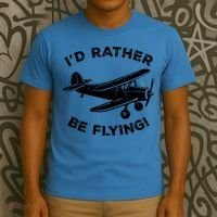 I'd Rather Be Flying Funny Pilot & Aviation Airplane Gift T-Shirt thumb 3