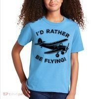 I'd Rather Be Flying Funny Pilot & Aviation Airplane Gift Kids T-Shirt thumb 2