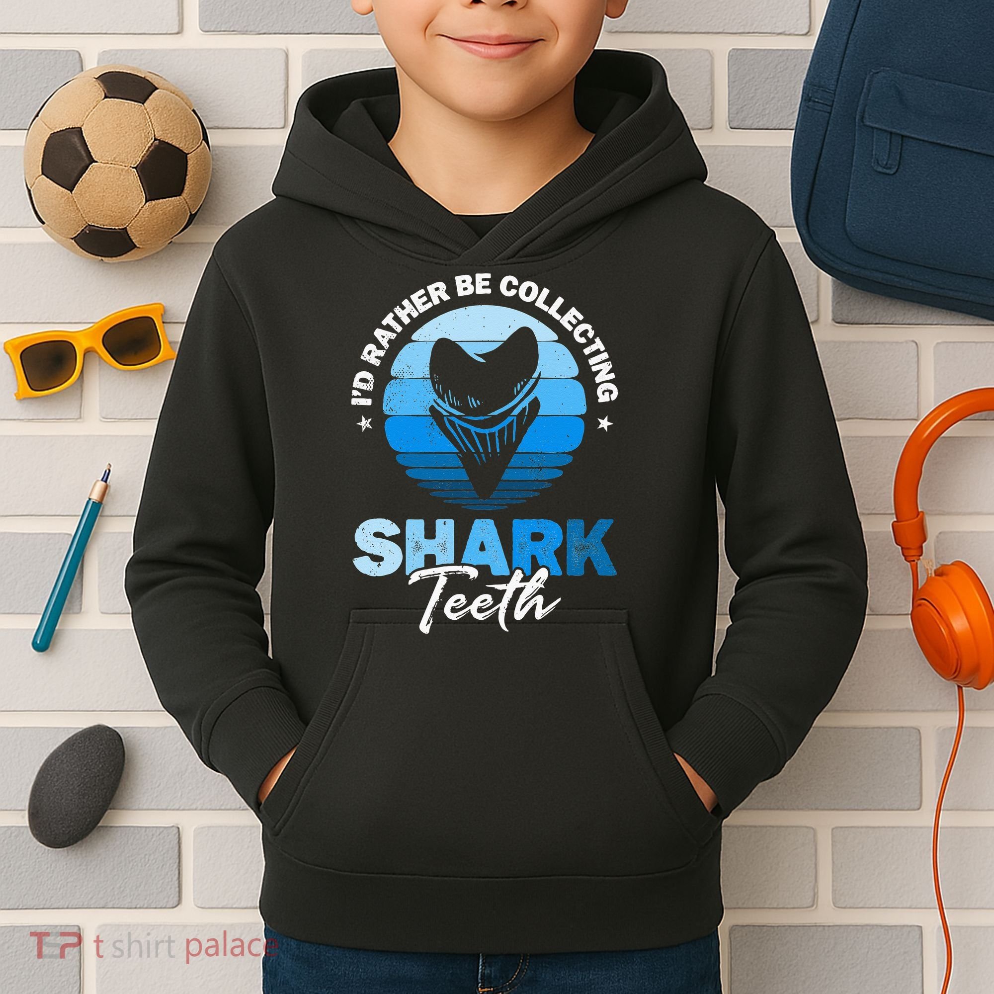 Id Rather Be Collecting Shark Teeth Fossil Tooth Hunter Kids Hoodie