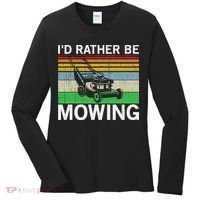 Id Rather Be Mowing Lawn Mowing Women's Long Sleeve Shirt thumb 0