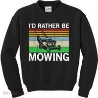 Id Rather Be Mowing Lawn Mowing Kids Sweatshirt thumb 0