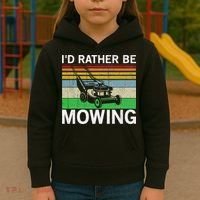 Id Rather Be Mowing Lawn Mowing Kids Hoodie thumb 3