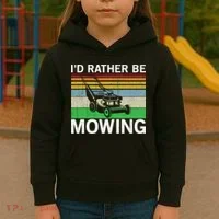 Id Rather Be Mowing Lawn Mowing Kids Hoodie thumb 3