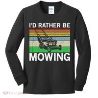 Id Rather Be Mowing Lawn Mowing Kids Long Sleeve Shirt thumb 0