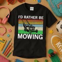 Id Rather Be Mowing Lawn Mowing Kids T-Shirt thumb 3